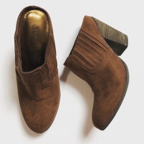 Carlos Santana Shoes - Carlos by Carlos Santana Stacked Heel Brown Mule